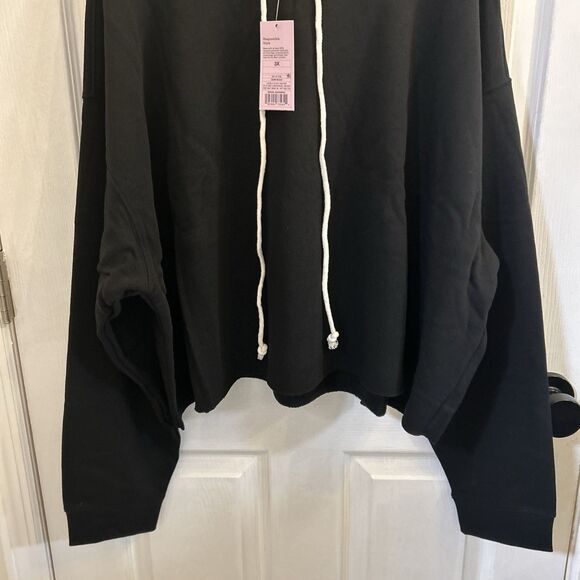 Wild Fable Women’s Black Cropped Hoodie Drawstring Raw Hem Pullover Size 3X NWT - Picture 8 of 16